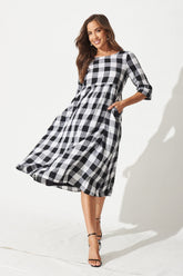 Black & White Gingham Midi Smock Dress by Zara
